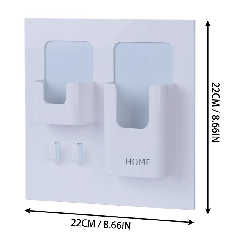 OKOMATCH Bedside Shelf - Stick On Wall Mounted Bed Room,Dorm,Office Adhesive Floating Accessoies Caddy Organizer/Holder for Phone,Glasses,Remote Control,Keys,Pens - Plastic Material- White - Image 2
